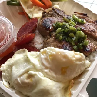 98. Porkchop with Egg & Sausage Rice