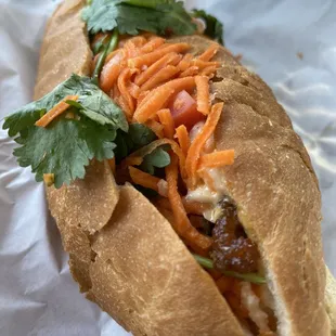 a closeup of a sandwich