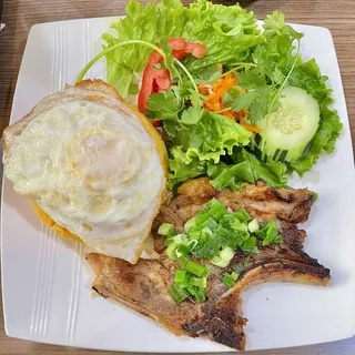 Grilled Pork Chop and 2 Eggs with Butter Rice