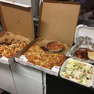 a variety of pizzas