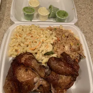 1/2 Chicken Meal w/ Macaroni Salad and Fried Rice