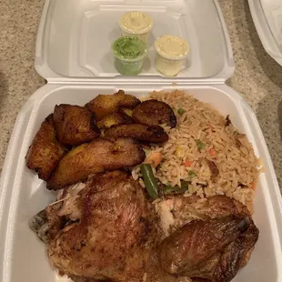 1/2 Chicken Meal w/ Plantain and Fried Rice