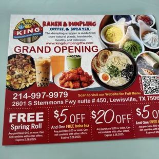 Grand opening coupons