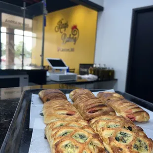 Spinach and strawberry croissants