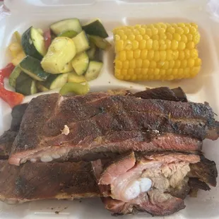 Pork Ribs Plate with 2 sides $15