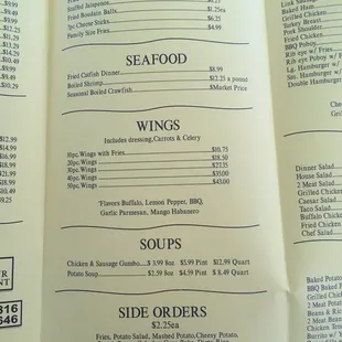 Appetizers seafood wings soups n sides