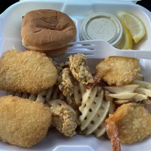 #22 2 fish, 2 shrimp, 2 oysters and fries.