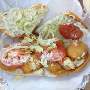 The shrimp Po boy sandwich.