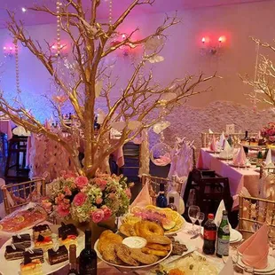 a table set for a wedding reception