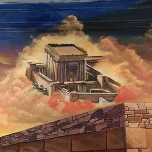 Freshly painted murals all over the dining room