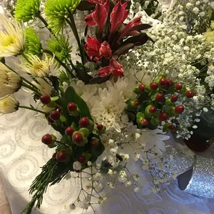 a flower arrangement on a table