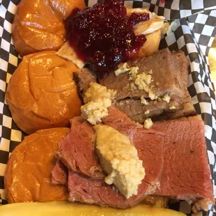 Triple play - turkey, beef brisket and corned beef sliders