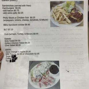 Back of menu