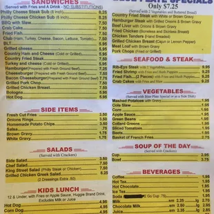 Updated Menu
