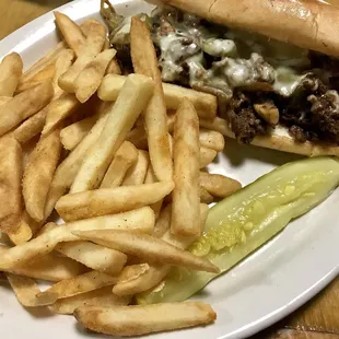 Philly cheesesteak sandwich plate...