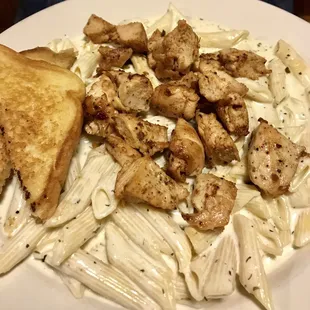 Chicken and pasta...