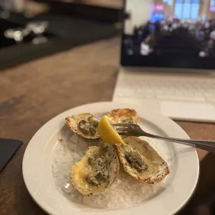 Chargrilled oysters - shrivelled but way better Saturday night.
