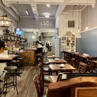 Interior. Narrow restaurant. What you see here is pretty much what you got. Intimate, cozy, noisy when crowded but that's the vibe!