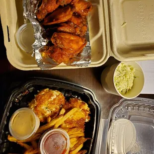 Wings $15, Crab Cakes $30