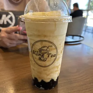 Mango coconut ice blend with boba