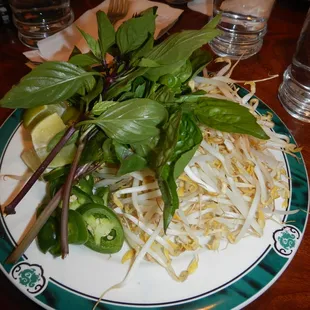 Nice amount of pho fixings. Had to ask for culantro, and was brought a few sprigs of cilantro.