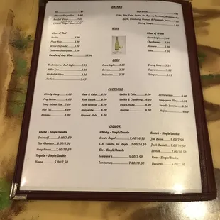 menu