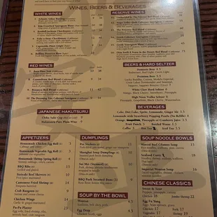 menu