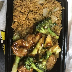 Shrimp and Broccoli with Fried Rice
