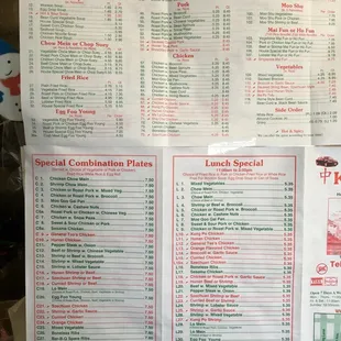 menus and prices for the restaurant