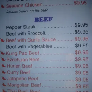 menu