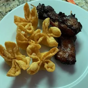 Appetizers, Crab Ragu and Teriyaki Chicken