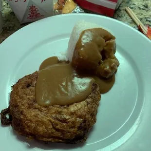 Pork Egg Foo Young with Jasmine Rice and Brown Gravey