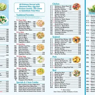 the menu for the restaurant
