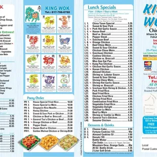 the menu and prices