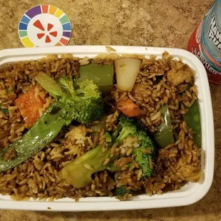 Vegetable Fried Rice w/ Canned Soda