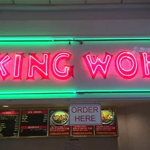 a neon sign in a restaurant