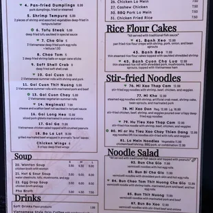 Front of menu