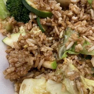 Overcooked vegetable fried rice