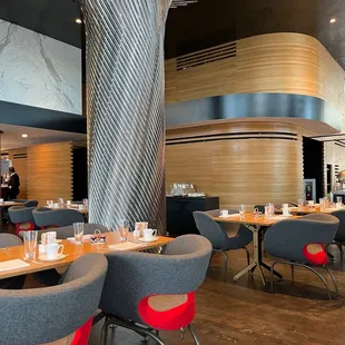 the dining area of a modern restaurant