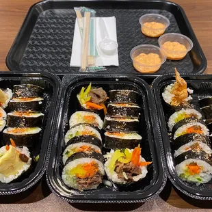 Kimbap: classic, bulgogi, shrimp