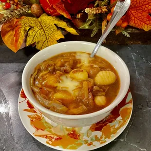 French Onion Soup with gnocchi