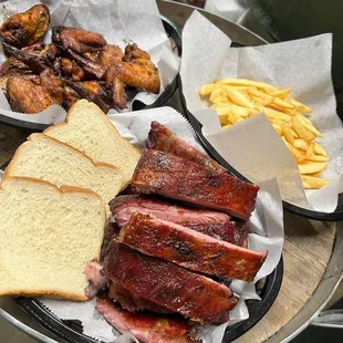 Ribs-French Fries-Smoked Wings