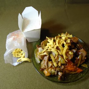 Szechuan beef - LARGE quantity of boring overcooked stuff.