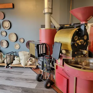 a coffee grinder in a coffee shop