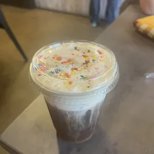 Funfetti cold foam cold brew