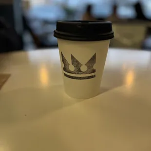 a cup of coffee on a table