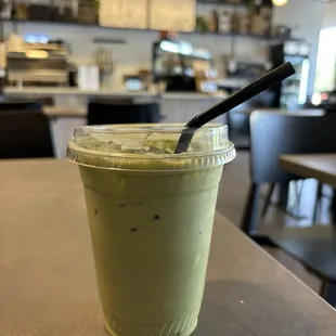 Matcha latte with oat milk