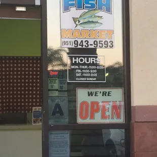 The hours as shown