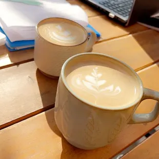 Almond joy latte and ferrero rocher latte.