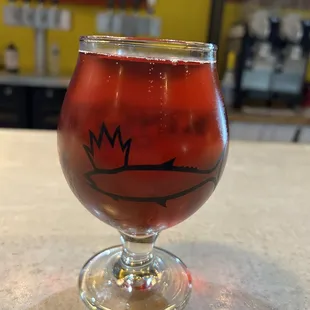 a closeup of a glass of cider
